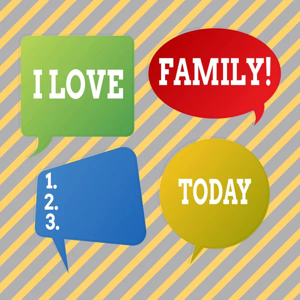 Text sign showing I Love Family. Conceptual photo Good feelings Affection Carefulness for your mother father. — Stock Photo, Image