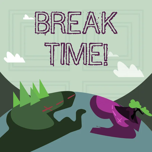 A escrever uma nota a mostrar o Break Time. Business photo showcasing Momento para parar de trabalhar Relaxe Pausa . — Fotografia de Stock