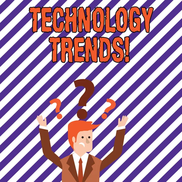 Tekst teken weergegeven: technologische Trends. Conceptuele foto Trending moderne virale geavanceerde ontwikkeling Trendy nieuw. — Stockfoto