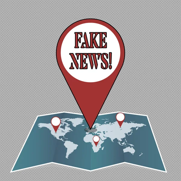 Writing Obs visar falska nyheter. Företag foto skylta falska ogrundade Information Hoax. — Stockfoto