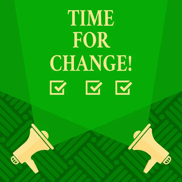 Sinal de texto mostrando Time For Change. Foto conceitual Transição Crescer Melhorar Transformar Desenvolver . — Fotografia de Stock