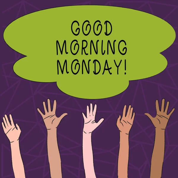 Концептуальный почерк показывает "Доброе утро, понедельник". Happy Positivity Energetic Breakfast . — стоковое фото