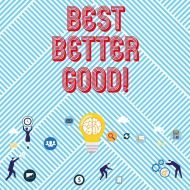 En iyi iyi iyi gösterilen metin işareti. Kavramsal fotoğraf geliştirmek kendinizi en iyi seçim karar geliştirme seçme.