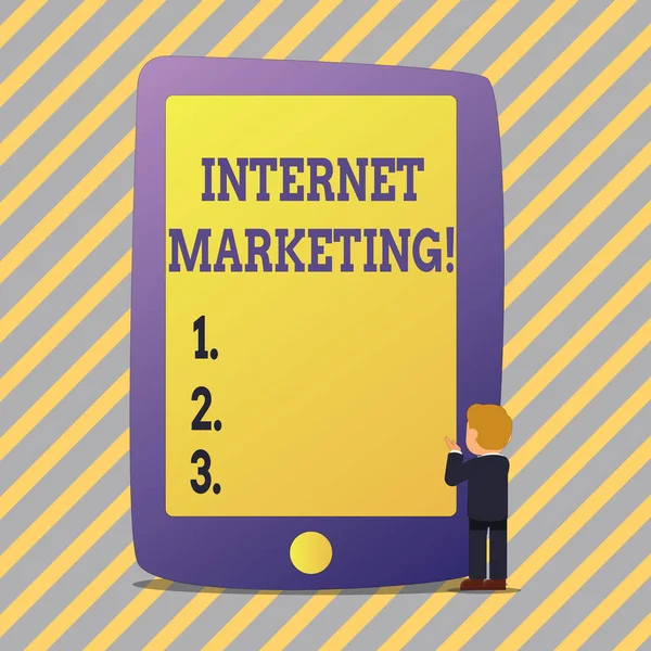 Κείμενο πινακίδα που δείχνει Internet Marketing. Εννοιολογική φωτογραφία Online εμπόριο δικτύωση επιχειρηματίας επιχειρηματικότητας. — Φωτογραφία Αρχείου