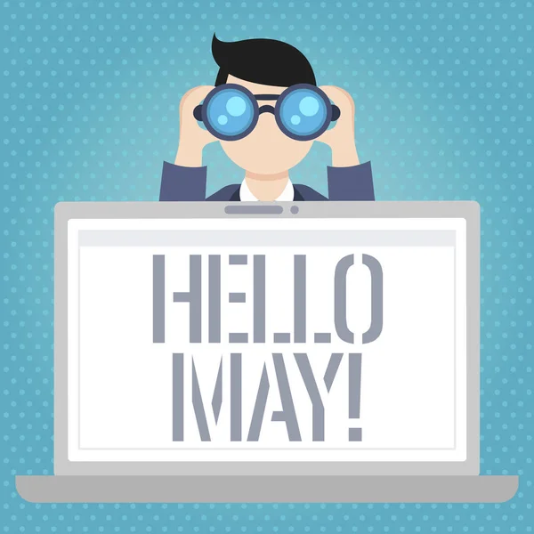 Texto de escritura de palabras Hello May. Concepto de negocio para comenzar un nuevo mes Abril ha terminado Primavera . — Foto de Stock