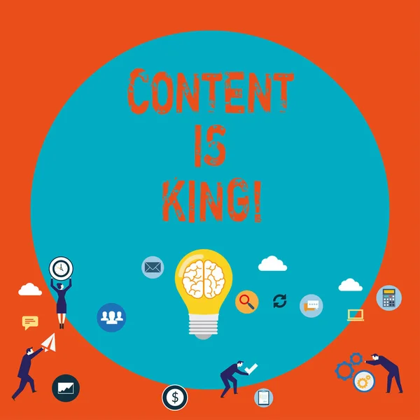 Texto para escrita de palavras Content Is King. Conceito de negócio para Marketing Information Advertising Strategy . — Fotografia de Stock