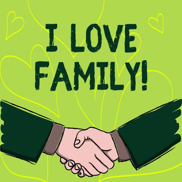 Schreibnotiz, die zeigt, dass ich Familie liebe. Business-Foto zeigt gute Gefühle Zuneigung Sorgfalt für Ihre Mutter Vater. — Stockfoto