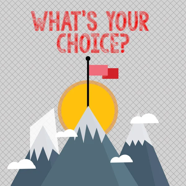 Текст для написания слова What S Your Choicequestion. Предпочтение предпочтительного мнения для бизнес-концепции выбора . — стоковое фото