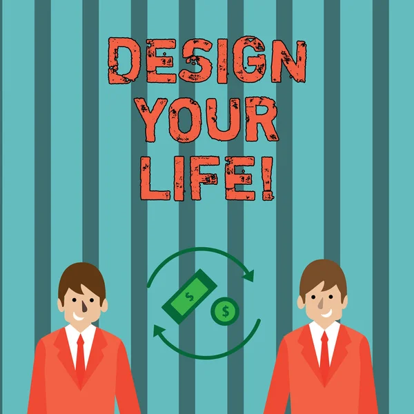 Scrivere una nota che mostra Design Your Life. Business photo showcase Set piani Obiettivi di vita I sogni prendono il controllo To do list . — Foto Stock