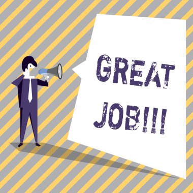 Büyük iş gösterilen not yazma. Mükemmel iş de iyi sonuçlar iltifat vitrine iş fotoğraf.