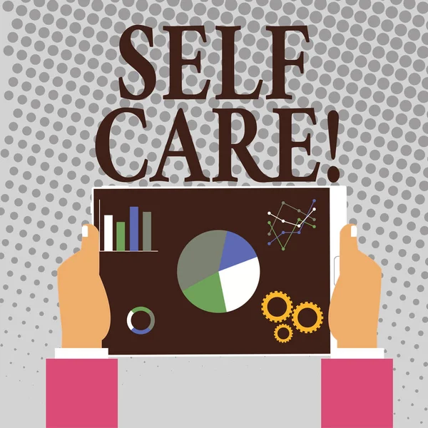 Σύνταξη σημείωσης δείχνει Self Care. Επαγγελματίες φωτογραφία προβάλλοντας προστασίας μπορείτε να δώσετε στον εαυτό σας άτομο ελέγχου Έλεγχος. — Φωτογραφία Αρχείου