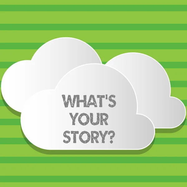 Het schrijven van nota tonen wat S uw Storyquestion. Zakelijke foto presentatie vraagt iemand om me te vertellen over zichzelf. — Stockfoto