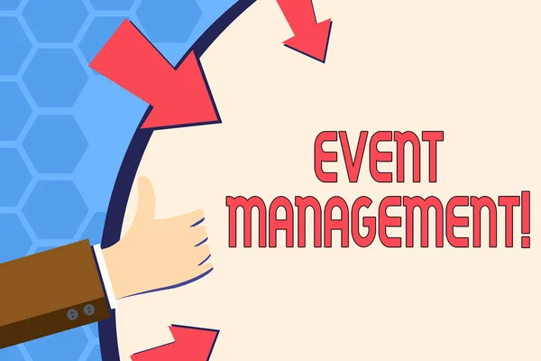 Zápis poznámky ukazující Event Management. Obchodní fotografie představí speciální příležitosti plán organizace uspořádat aktivity. — Stock fotografie