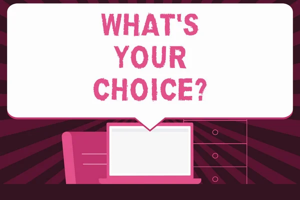 テキスト記号何 S あなた Choicequestion を示します。概念的な写真の意見好みを優先オプション決定. — ストック写真