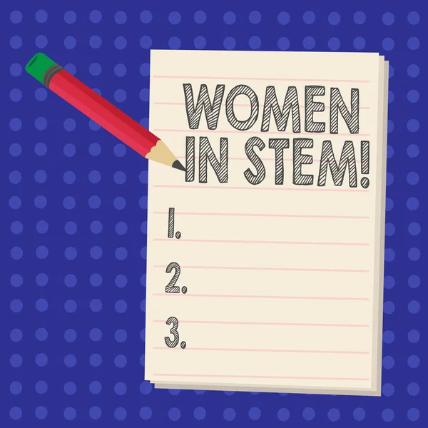 Handgeschreven tekst schrijven van vrouwen In de stam. Begrip betekenis Science Technology Engineering wiskunde wetenschapper Research. — Stockfoto