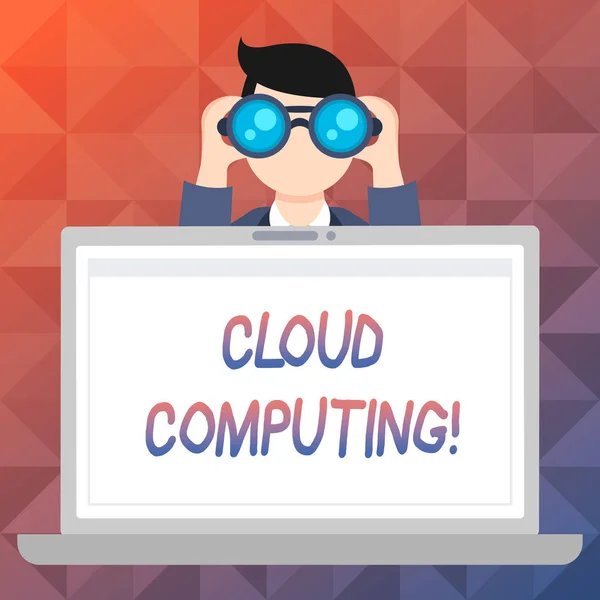 Word tekst intoetsen Cloud Computing. Businessconcept voor Online informatie-opslag virtuele Media Data Server. — Stockfoto