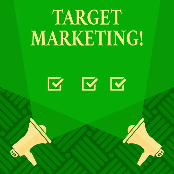 Segno di testo che mostra Target Marketing. Foto concettuale Segmentazione del mercato Pubblico Targeting Selezione clienti . — Foto Stock