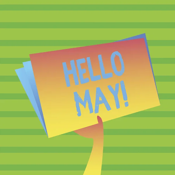Scrierea textului Hello May. Conceptul de afaceri pentru inceperea unei noi luni aprilie s-a terminat primavara . — Fotografie, imagine de stoc