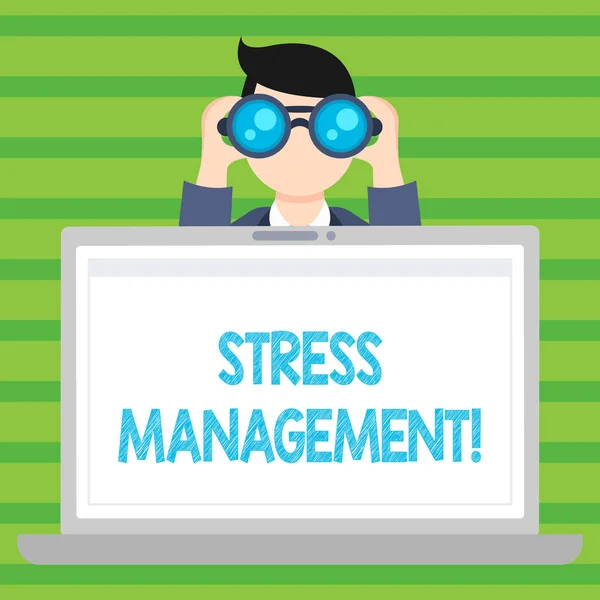 Scrittura manuale concettuale che mostra la gestione dello stress. Foto aziendale testo Meditazione Terapia Relax Positività Sanità . — Foto Stock