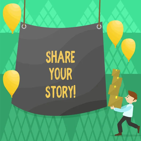 Conceptuele hand schrijven weergegeven: Share Your Story. Zakelijke foto ervaring nostalgie geheugen persoonlijke presentatie. — Stockfoto