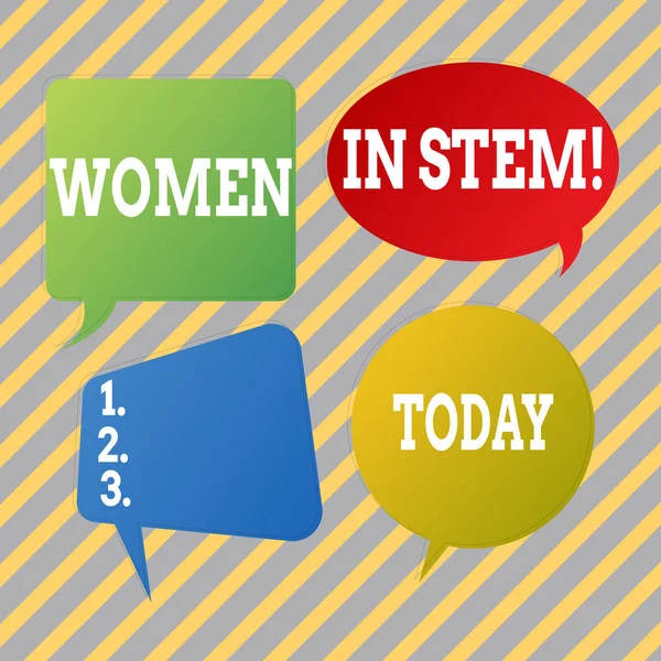 Tekst teken weergegeven: vrouwen In de stam. Conceptuele foto Science Technology Engineering wiskunde wetenschapper Research. — Stockfoto