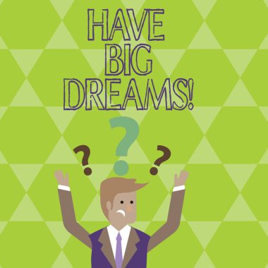 Kavramsal el büyük hayalleri var gösterilen yazma. Gelecek hırs arzu motivasyon hedef vitrine iş fotoğraf.