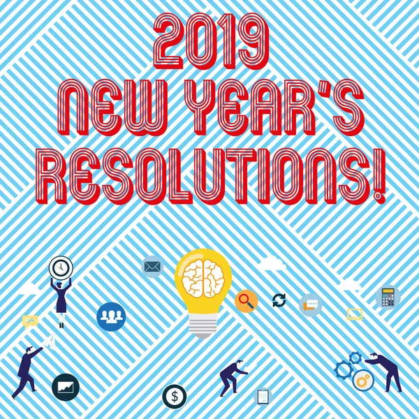 Κείμενο πινακίδα που δείχνει 2019 S νέο έτος ψηφίσματα. Εννοιολογική φωτογραφία λίστα στόχοι ή οι στόχοι να επιτευχθούν. — Φωτογραφία Αρχείου