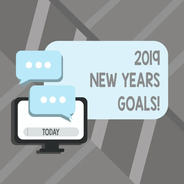 Των λέξεων γράφοντας κείμενο 2019 νέους στόχους χρόνια. Επιχειρηματική ιδέα για ανάλυση λίστα με πράγματα που θέλετε να επιτύχετε. — Φωτογραφία Αρχείου