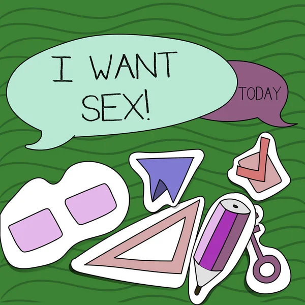 Kézírás szöveg, írás, én akar szex. Koncepció, ami azt jelenti, hogy vágy, szexuális izgalom. — Stock Fotó