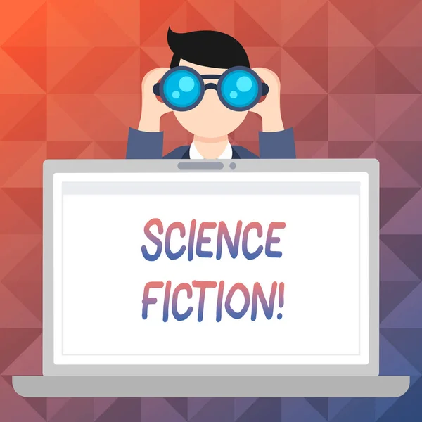 Word tekst intoetsen Science Fiction. Businessconcept voor Fantasy Entertainment Genre futuristische fantastische avonturen. — Stockfoto