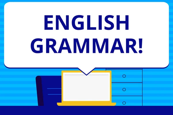 Концептуальні рукописний показ граматики англійської мови. Бізнес фото текст мовою знання школі освіта літератури читання. — стокове фото