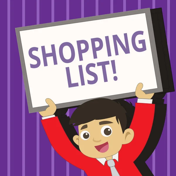 Escribir texto a mano Lista de compras. Concepto significado Productos Abarrotes que usted necesita para comprar Supermercado Lista de verificación . — Foto de Stock