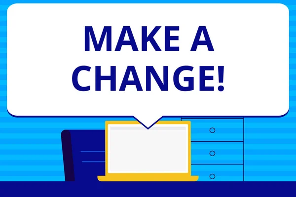 Conceptuele hand schrijven weergegeven: Make A Change. Zakelijke foto tekst nieuwe doelen kansen verschillende aanpak. — Stockfoto