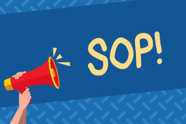 El yazısı metin Sop. Standart çalışma prosedürü kuralları talimatları anlam kavramı.