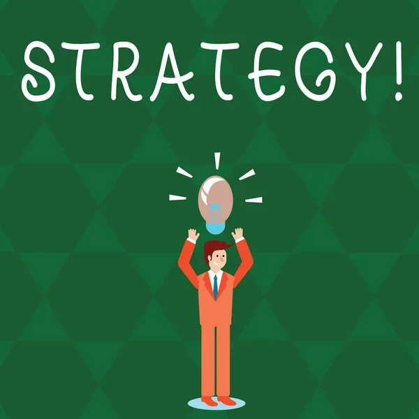 Sinal de texto mostrando Estratégia. Foto conceitual Grupo de ideias planejadas para alcançar o sucesso . — Fotografia de Stock