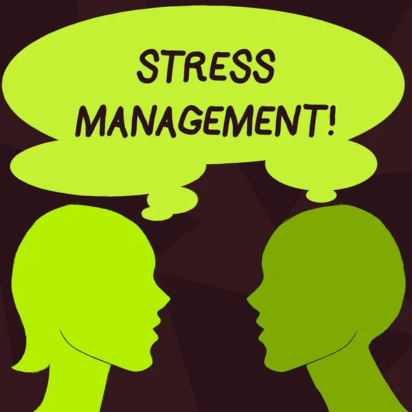 Rukopis textu zvládání stresu. Koncept význam meditace terapie relaxační pozitivity zdravotnictví. — Stock fotografie