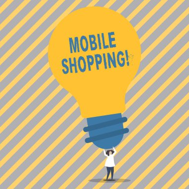 Kavramsal el Mobil alışveriş gösterilen yazma. Satın alma ürünleri Online teknolojik satın almak kablosuz satış vitrine iş fotoğraf.