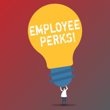 Metin işaret gösteren çalışan Perks. Kavramsal fotoğraf çalışan yararları ikramiye tazminat ödüller sağlık sigortası.