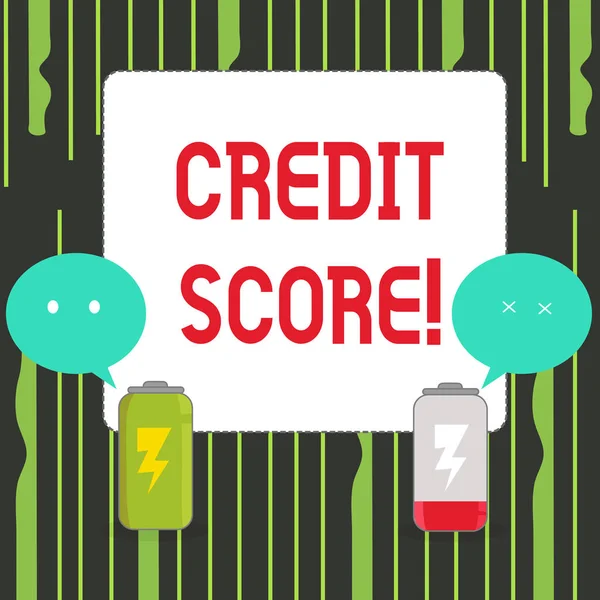 Het schrijven van nota tonen Credit Score. Zakelijke foto presentatie van de capaciteit tot terugbetaling van een lening van de kredietwaardigheid van een individu. — Stockfoto