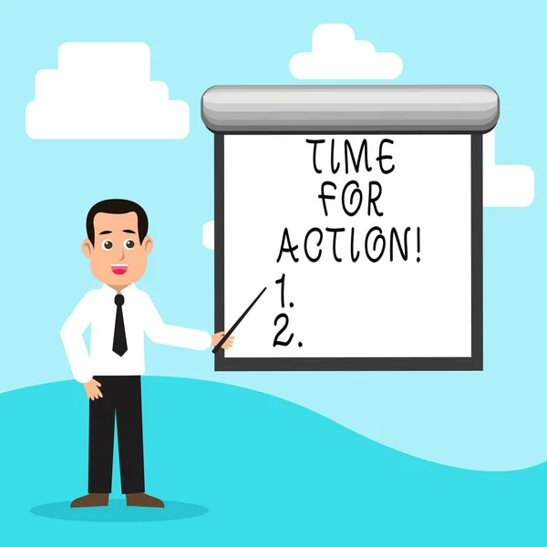 Texto de caligrafia Time For Action. Conceito significado Urgência Mover Encorajamento Desafio Trabalho . — Fotografia de Stock