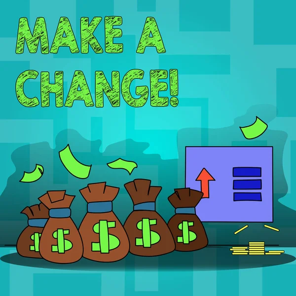 Sinal de texto mostrando Make A Change. Foto conceitual Novos Objetivos Oportunidades Abordagem Diferente . — Fotografia de Stock