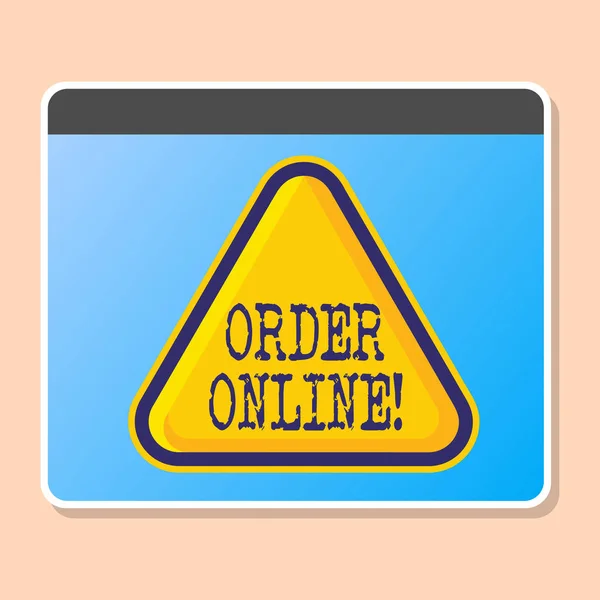 Texto de escritura de palabras Order Online. Concepto de negocio para comprar algo en Internet Comercio electrónico Compras inalámbricas . —  Fotos de Stock