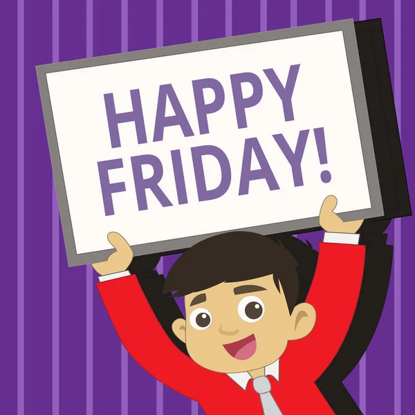 Handschrift Text Schreiben Happy Friday. Wir wünschen Ihnen einen guten Start ins Wochenende. — Stockfoto