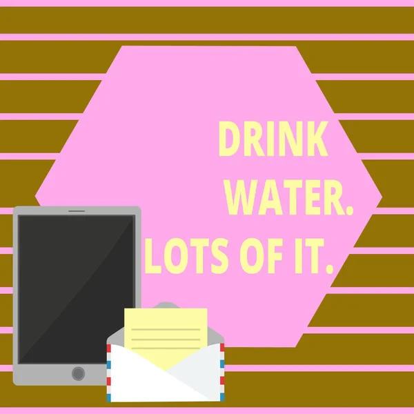 Écriture conceptuelle montrant boire beaucoup d'eau. Texte photo d'affaires boire des liquides pour garder notre corps en grand état . — Photo