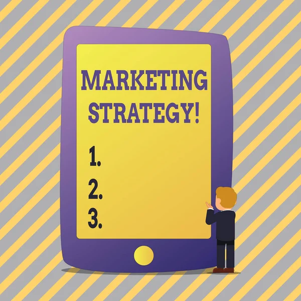 Segno di testo che mostra la strategia di marketing. Foto concettuale Plan Formula Creativity Research Organization . — Foto Stock