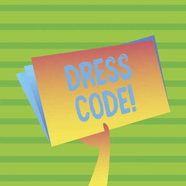 Word writing text Dress Code. Business concept for Rules of what you can wear and not to school or an event.
