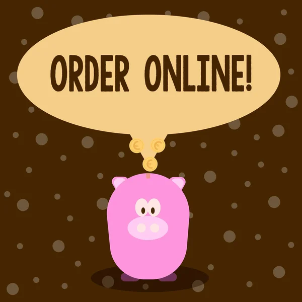 Texto de escritura de palabras Order Online. Concepto de negocio para comprar algo en Internet Comercio electrónico Compras inalámbricas . —  Fotos de Stock