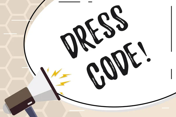 Segno di testo che mostra Dress Code. Foto concettuale Regole di cosa puoi indossare e non a scuola o a un evento . — Foto Stock