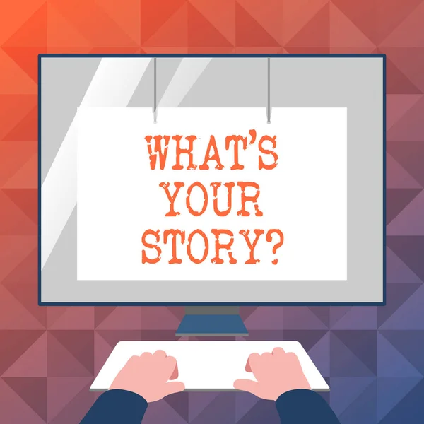 Tekst teken tonen wat S uw Storyquestion. Conceptuele foto vraagt iemand om me te vertellen over zichzelf. — Stockfoto