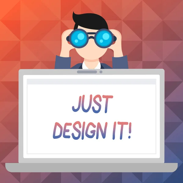 Texto de escrita de palavras Just Design It. Conceito de negócio para criar novas decorações gráficas originais . — Fotografia de Stock